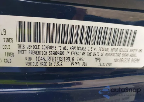 2014 Jeep Patriot Latitude from USA, damaged, VIN 1C4NJRFB1ED910918